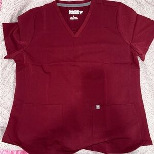 Fabletics Women's V-Neck Scrub Top and Pants- Burgundy